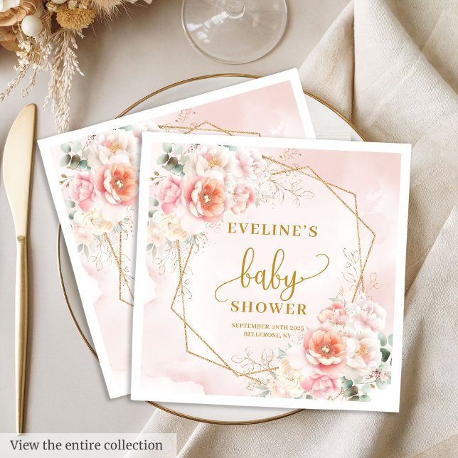 Sweet Baby Girl powder pink gold peonies napkins (Sweet Baby Girl powder pink gold peonies napkins

)