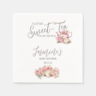 Sweet Baby Girl Tea Party Baby Shower Invitation Napkin