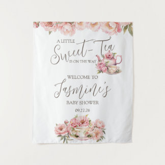 Sweet Baby Girl Tea Party Baby Shower Invitation Tapestry