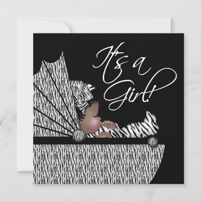Sweet Baby Girl Zebra Baby Shower Invitation (Front)