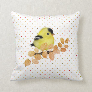 Sweet Baby Goldfinch Bird Throw Pillow