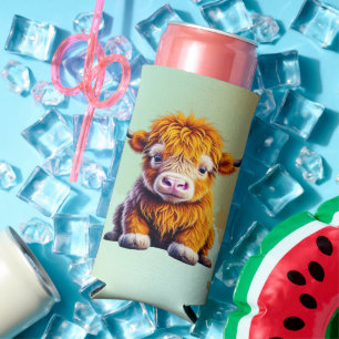Sweet Baby Highland Cow Personalised Seltzer Can Cooler