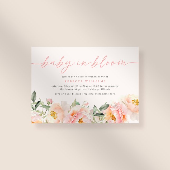Sweet Baby In Bloom Pink Flowers Girl Baby Shower Invitation (Creator Uploaded)