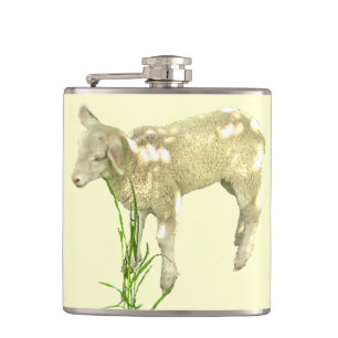 Sweet Baby Lamb on Yellow Flask