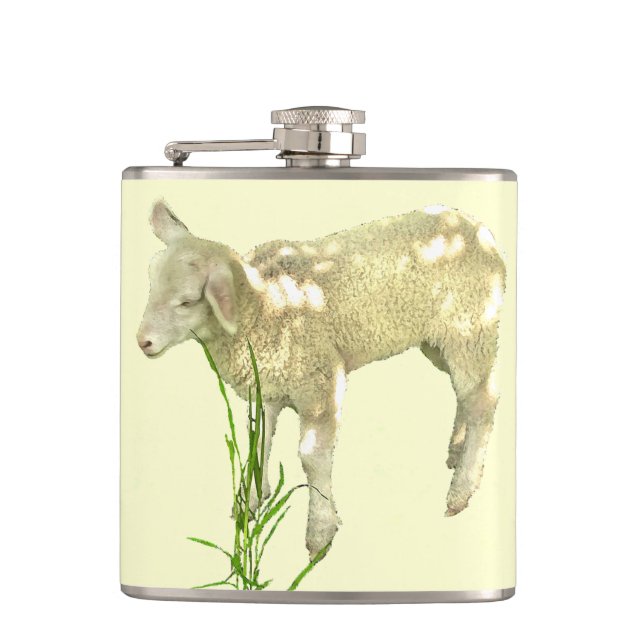 Sweet Baby Lamb on Yellow Flask (Front)
