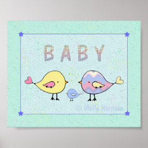 Sweet Baby Love Birds Nursery Art Print