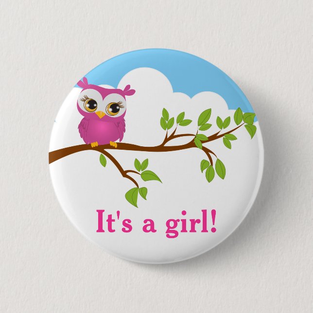 Sweet Baby Owl Baby Shower Button (Front)