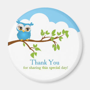 Sweet Baby Owl Boy Thank You Magnet