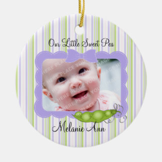Sweet Baby Pea Photo Ceramic Tree Decoration