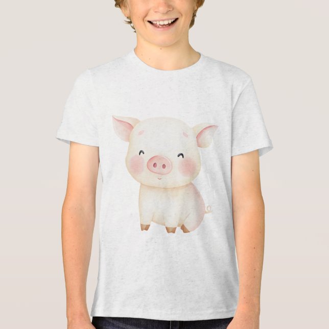 Sweet Baby Pig Illustration  Tri-Blend Shirt (Front)