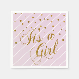 Sweet Baby Pink and Gold Confetti Napkin