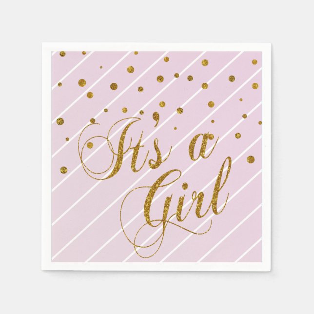 Sweet Baby Pink and Gold Confetti Napkin (Front)