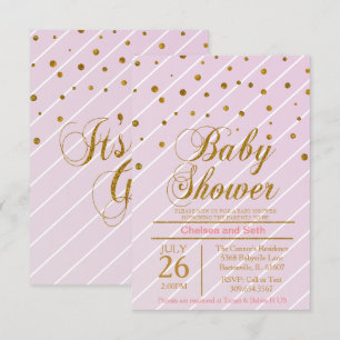 Sweet Baby Pink & Gold Confetti Baby Shower Invitation