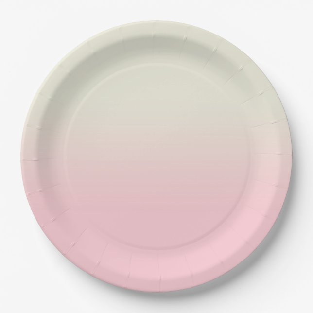 Sweet Baby Pink & Ivory Gradient Ombre   Paper Plate (Front)