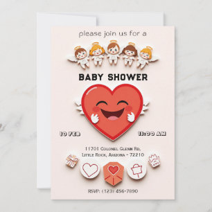 Sweet Baby Shower Card with Heart and Angels