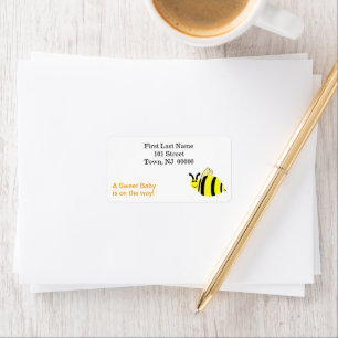 Sweet Baby Shower Yellow Bumble Bee  Label