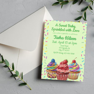 Sweet Baby Sprinkled w/ Love, Cupcake Shower Invitation