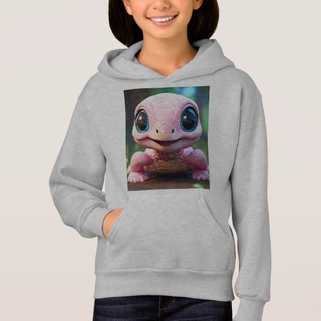 "Sweet Baby Turtle Kids Pullover Hoodie" (Front)