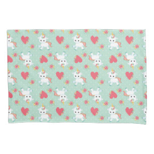Sweet Baby Unicorn hearts and Polka dot Pattern Pillowcase
