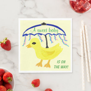 Sweet Baby Yellow Ducky Baby Shower Umbrella Napkin