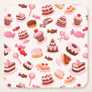 Sweet background square paper coaster
