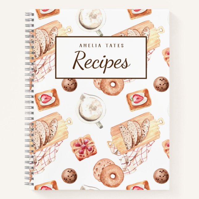 Sweet Baked Pastries Customisable Recipe Book (Front)