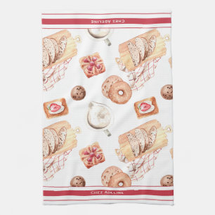 Sweet Baked Pastries Customisable Tea Towel