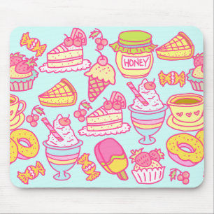 Sweet Bakery and Drinks Blue Mouse Pad