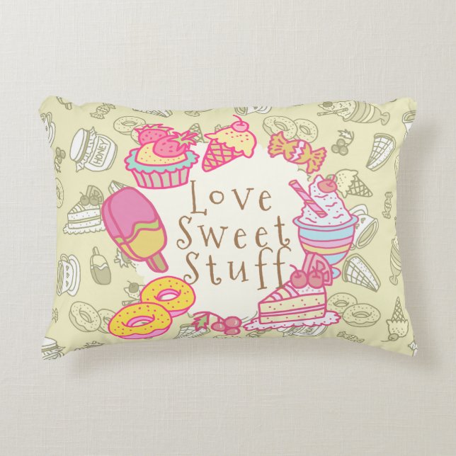 Sweet Bakery and Drinks Green Decorative Cushion (Front)
