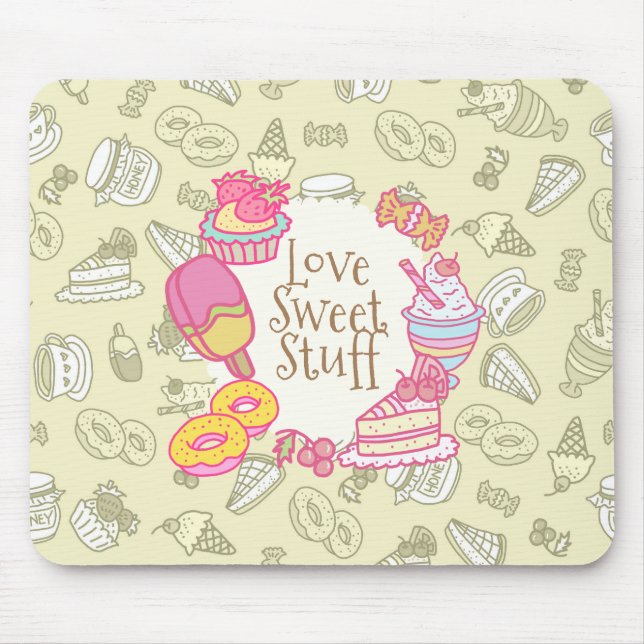 Sweet Bakery and Drinks Green Mouse Pad (Front)