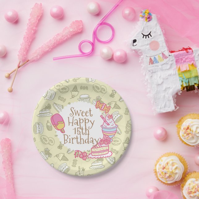 Sweet Bakery and Drinks Green Paper Plate (Party)