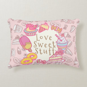 Sweet Bakery and Drinks Peach Decorative Cushion