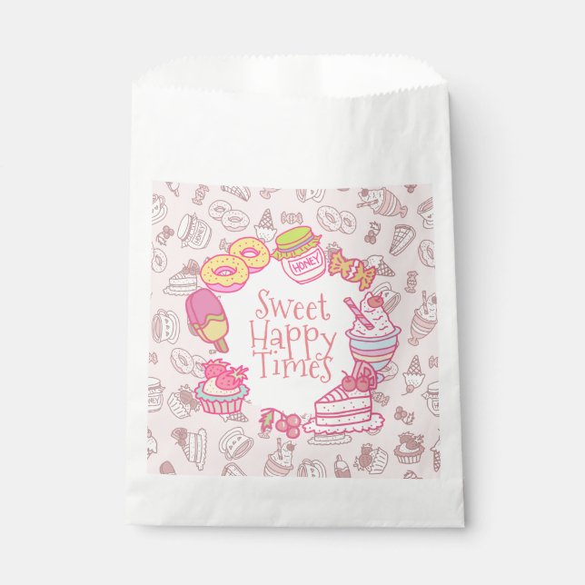 Sweet Bakery and Drinks Peach Favour Bags (Front)