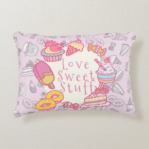Sweet Bakery and Drinks Pink Decorative Cushion