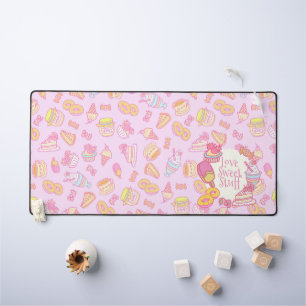 Sweet Bakery and Drinks Pink Desk Mat