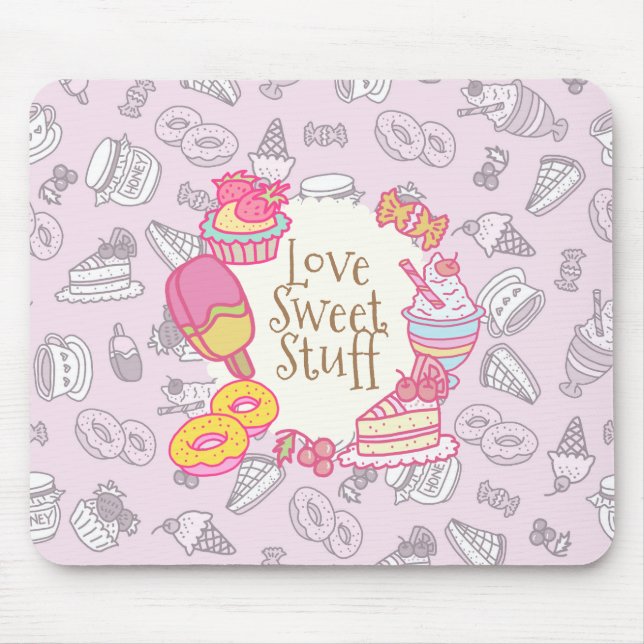 Sweet Bakery and Drinks Pink Mouse Pad (Front)
