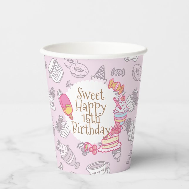 Sweet Bakery and Drinks Pink Paper Cups (Front)