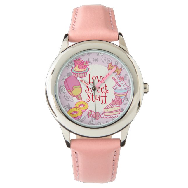 Sweet Bakery and Drinks Pink Watch (Front)