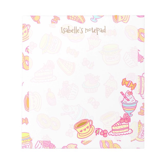 Sweet Bakery and Drinks White Notepad (Front)