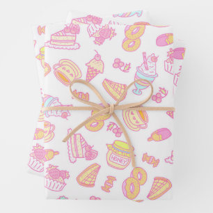 Sweet Bakery and Drinks White Wrapping Paper Sheet