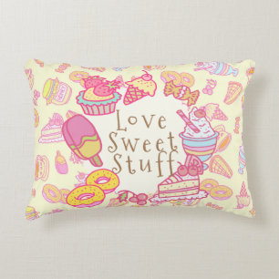 Sweet Bakery and Drinks Yellow Decorative Cushion