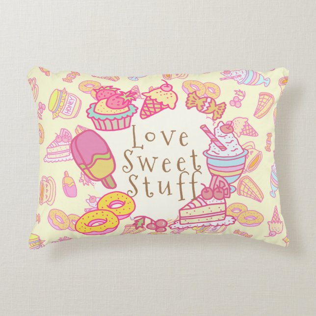 Sweet Bakery and Drinks Yellow Decorative Cushion (Front)