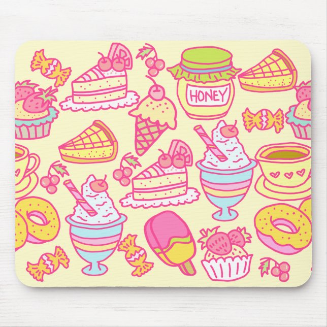 Sweet Bakery and Drinks Yellow  Mouse Pad (Front)