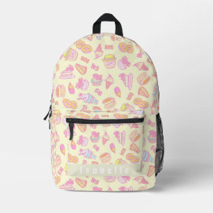 Sweet Bakery and Drinks Yellow Printed Backpack
