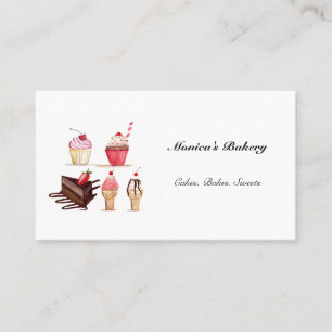 Sweet Bakery Cupcakes Cakes Ice-cream Pink Business Card
