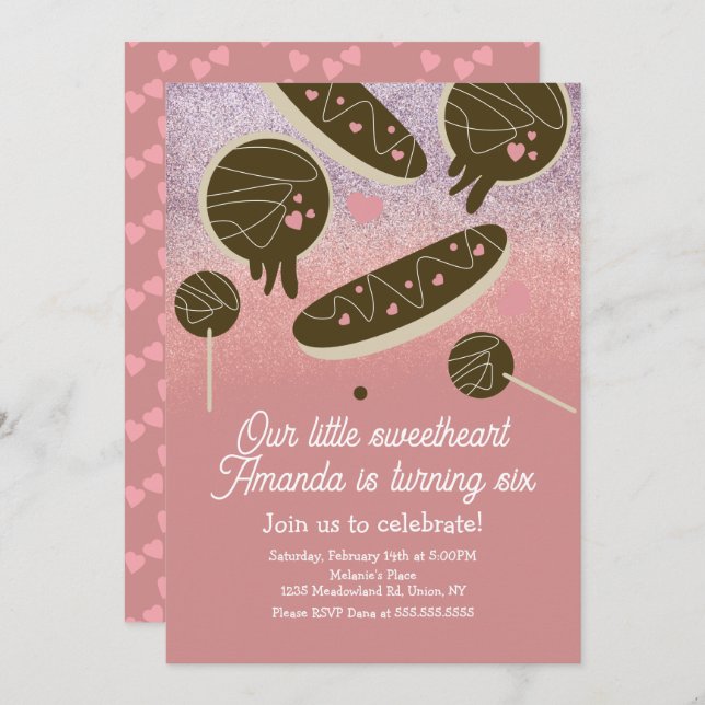  Sweet Bakery Faux Glitter Valentines Day  Invitation (Front/Back)
