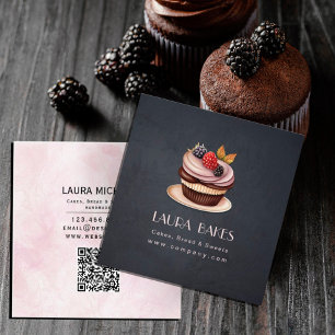 Sweet Bakery Fruit Cupcakes Patisserie Square Business Card
