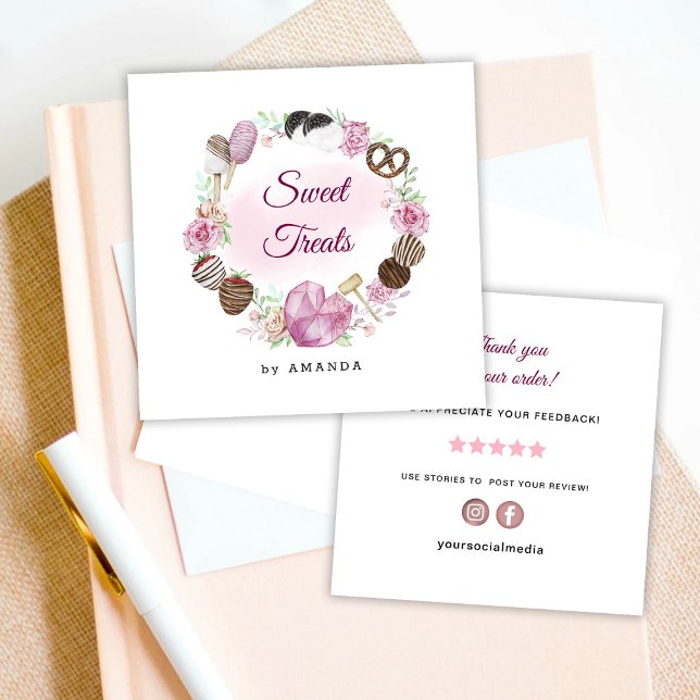 Sweet Bakery Thank you Square Business Card (Creator Uploaded)