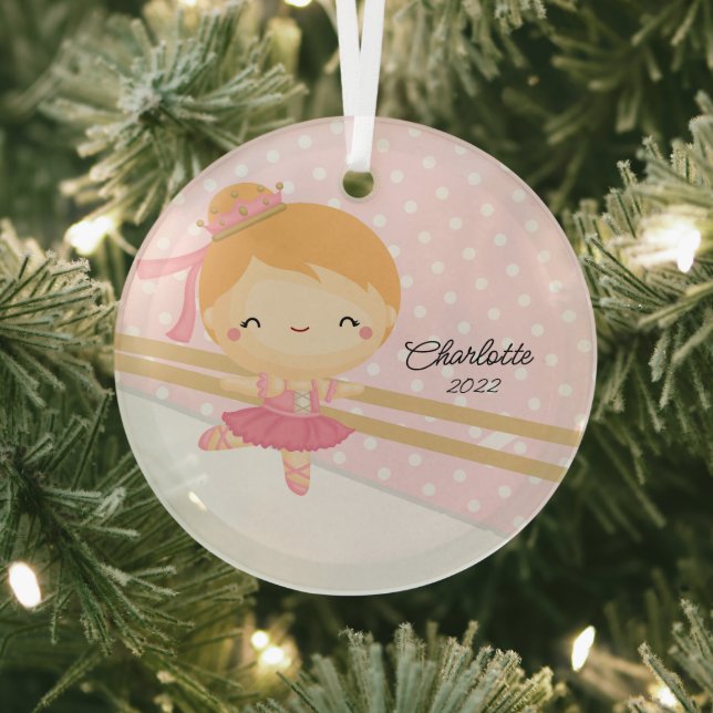 Sweet Ballerina Ballet Dance Christmas Glass Tree Decoration (Insitu)