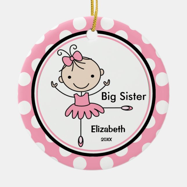 Sweet Ballerina Big Sister Christmas Ornament (Front)